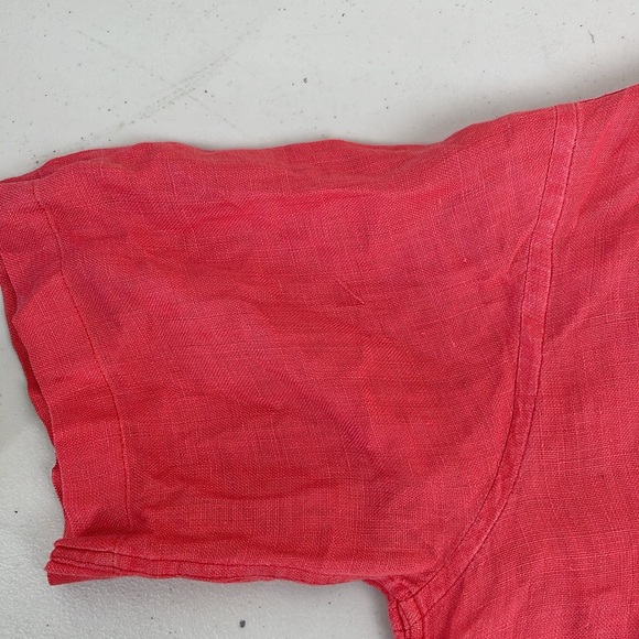 Lauren Ralph Lauren Women's 100% Linen Short-Sleeve Button Up Shirt Size 6 Red - Picture 12 of 12
